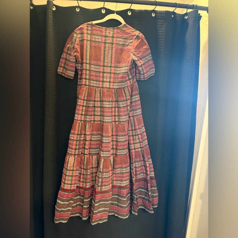 Anthropologie Ro's Garden Daphne Short-Sleeve Midi Dress Small Red Pattern NWT - Picture 5 of 5